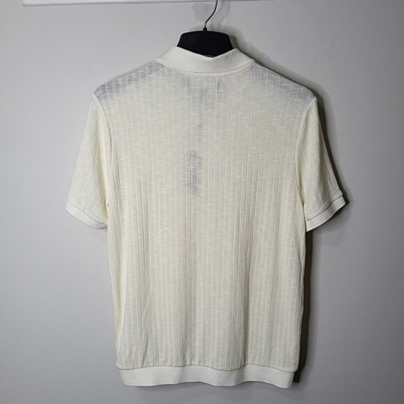 Paisley & Gray Men's Polo Shirt Knit Size L Slim Fit Cream Preppy Golf - Picture 2 of 8